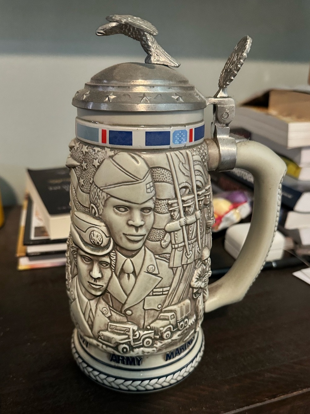 Vintage Beer Stein Tribute To The American Armed Forces 1990 Avon Numbered